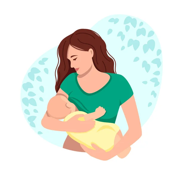 Векторная иллюстрация грудного вскармливания, кормление грудью ребенка . — стоковый вектор