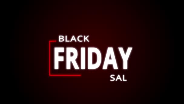 Animierte Inschrift Black Friday Sale auf dunklem Hintergrund mit rotem Umriss und Schleife. — Stockvideo