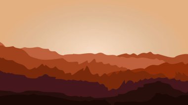 Kum, kum tepeleri, sahil, dik kayalar, dağlar, bej renkli dalgalı çizgileri olan çöl. Logo şablonu, simge, rozet, resim, sembol, turizm için imza, seyahat, ilginç yerler