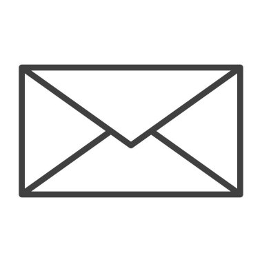 İnce çizgili kapalı bir posta zarfının minimalist vektör simgesi. Web sitesi düğmeleri, uygulama UI / UX tasarımı, iletişim kavramları, mesajlaşma ve dijital yazışmalar için ideal