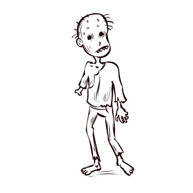 Elle çizilmiş aç korkunç zombi. 