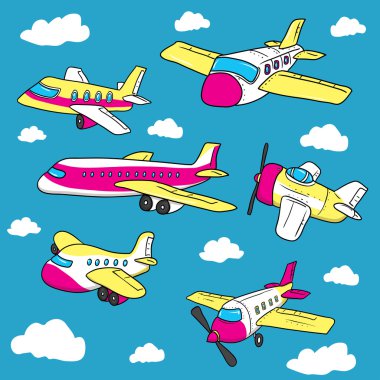 Model uçaklar ve bulutlar. 