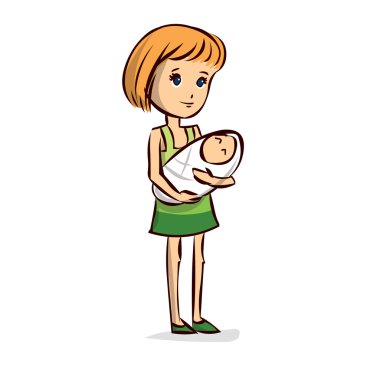 bebeği olan kadın.