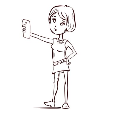 Genç kız selfie yapma. 