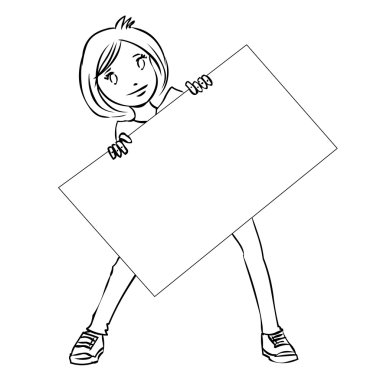 Sportif kız holding boş afiş