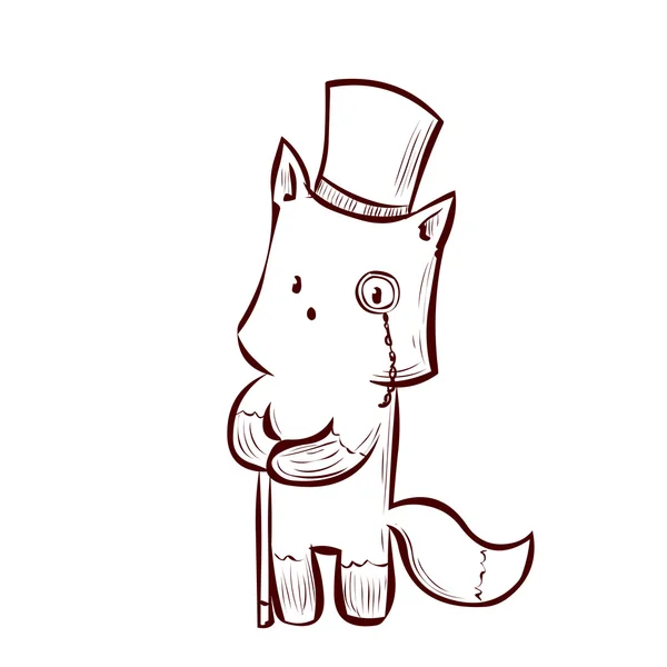 Aristocratico volpe indossa cappello a cilindro — Vettoriale Stock