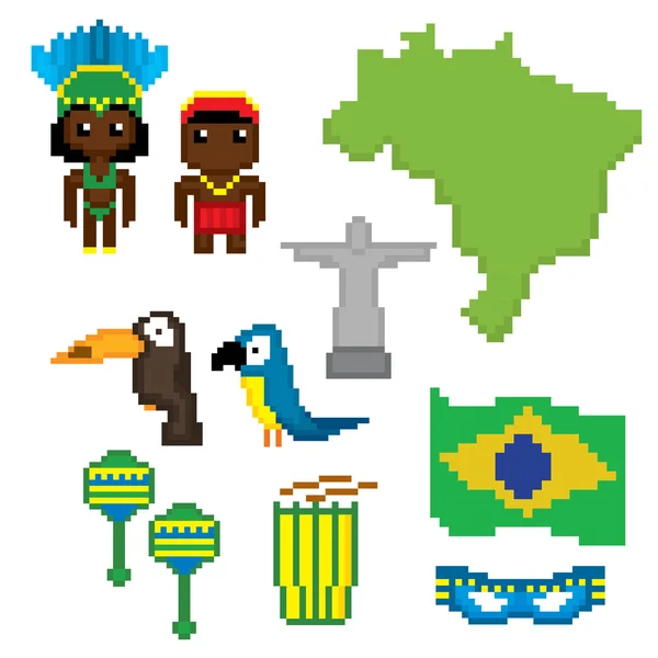Brésil ensemble de symboles culturels — Image vectorielle
