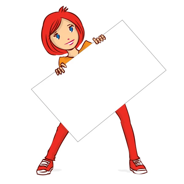 Спортивная девушка, держащая плакат — стоковый вектор