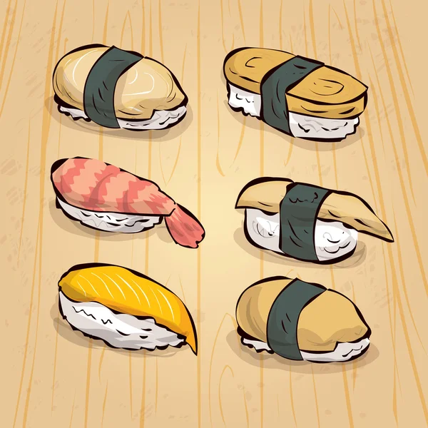 Traditional Japanese Sushi set. — Stock Vector