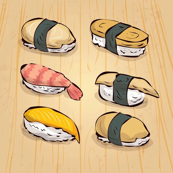 Traditionell japansk sushi set. — Stock vektor