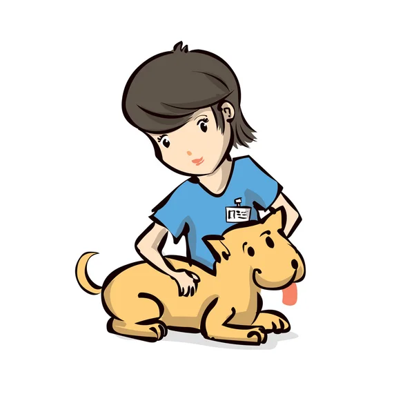 Seriefiguren av veterinär med hund — Stock vektor