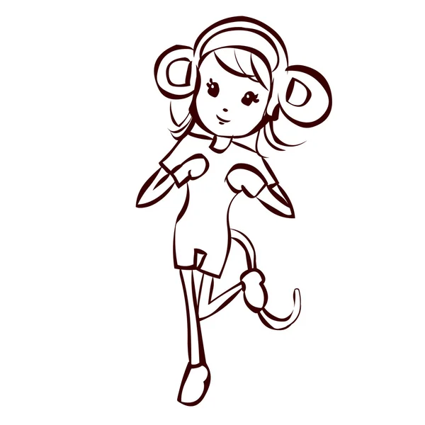 Симпатичная девушка в обезьяньем костюме — стоковый вектор