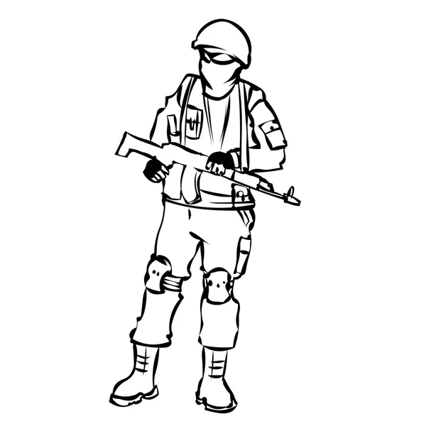 Soldado ruso con equipo moderno . — Vector de stock