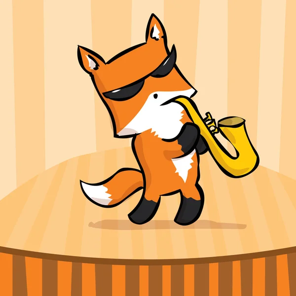 Rajzfilm aranyos fox zenész — Stock Vector