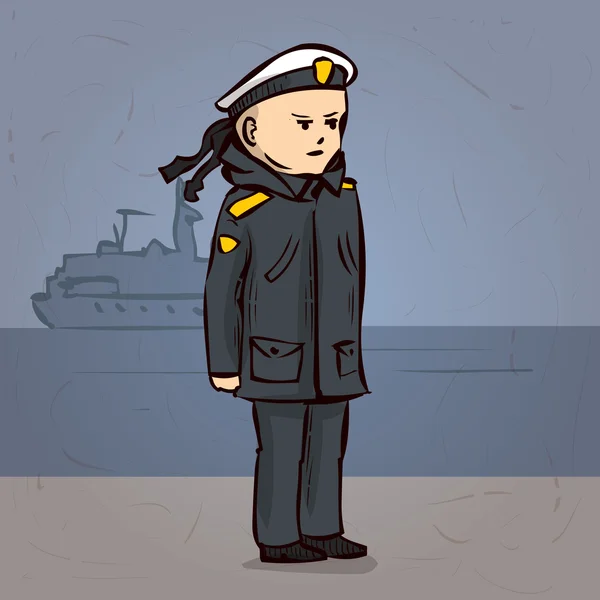 Marinheiro militar dos desenhos animados — Vetor de Stock