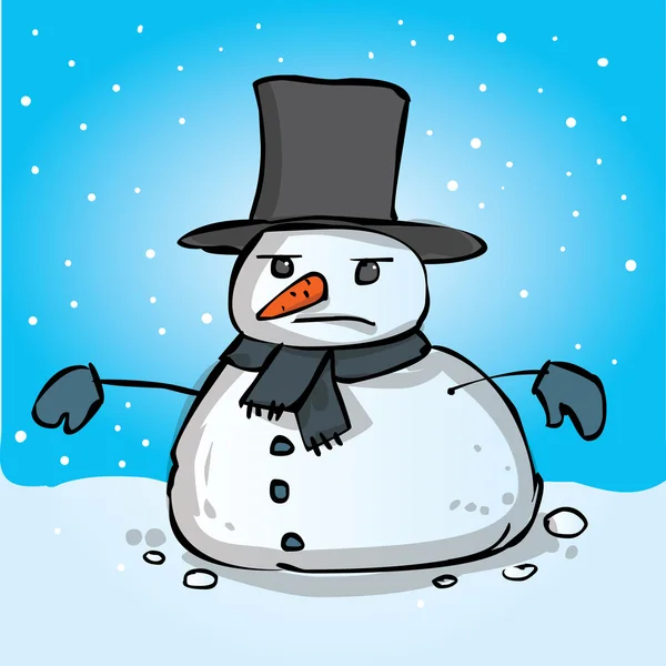 Hand drawn cartoon snowman — Stock Vector