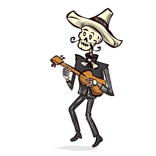 Skeleton mariachi musician — Stock Vector