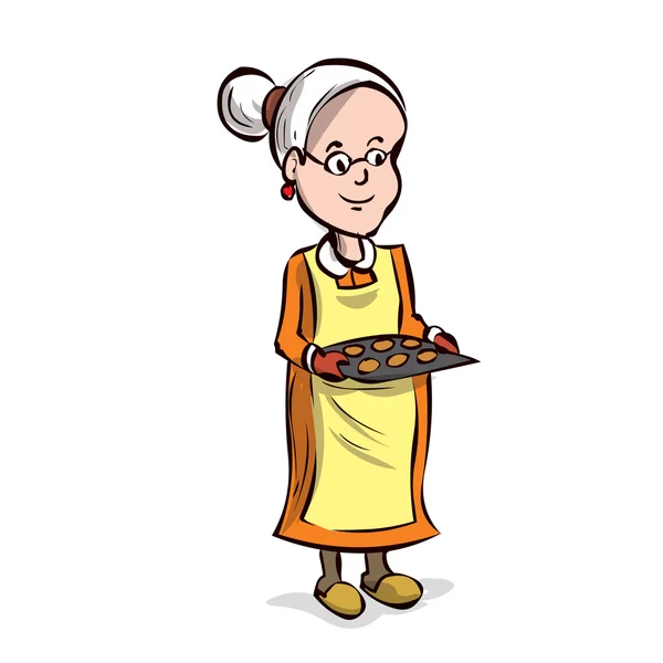 Personagem de desenho animado de senhora velha — Vetor de Stock