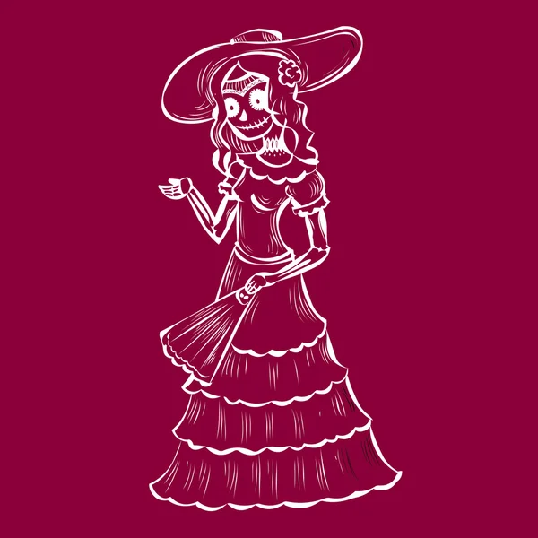 La Calavera Catrina. Tradición mexicana — Archivo Imágenes Vectoriales