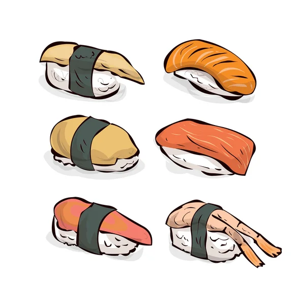 Conjunto tradicional de sushi japonês . — Vetor de Stock