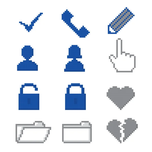 Pixel conjunto de iconos de redes sociales . — Vector de stock