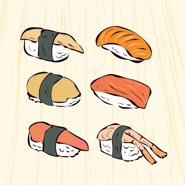 Traditional Japanese Sushi set. — Stock Vector