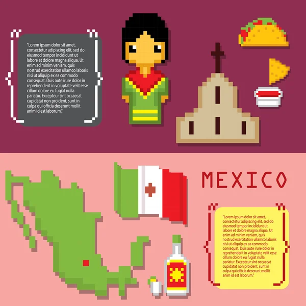 Mexiko kultury banner ikony nastavit — Stockový vektor