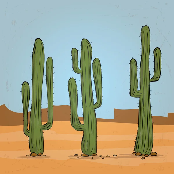 Tres cactus mexicanos — Vector de stock