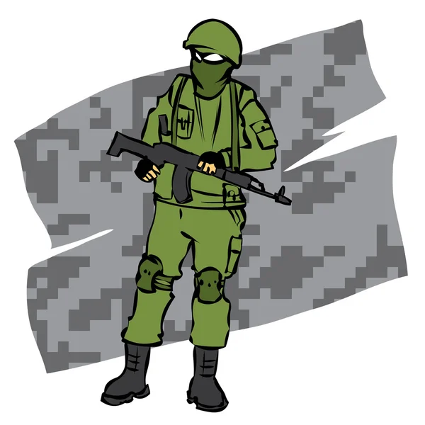 Soldado ruso con equipo moderno . — Vector de stock