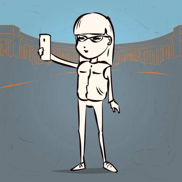 Ragazza carina facendo selfie . — Vettoriale Stock