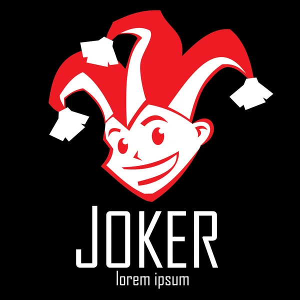 Red joker with a sly look and a smile. — Stock Vector