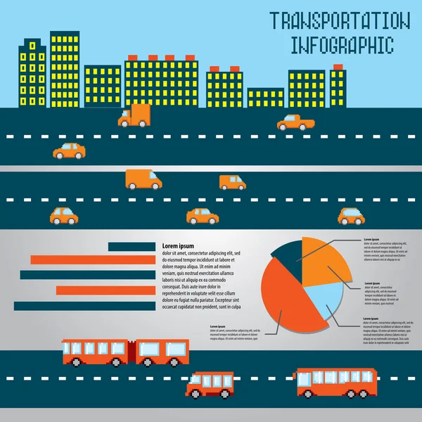 Pixel transportation infographic set. — Stock Vector