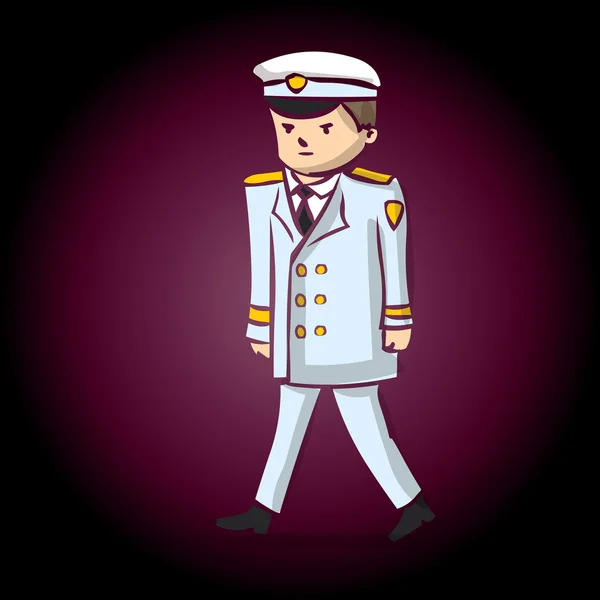 Ufficiale della marina dei cartoni animati. Capitano. — Vettoriale Stock