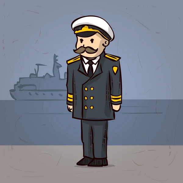 Oficial naval de dibujos animados. Almirante. — Vector de stock