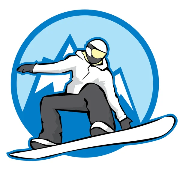 Ekstremalne skoki snowboardzista — Wektor stockowy