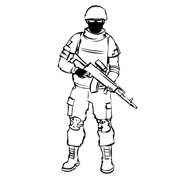 Soldado ruso con equipo moderno . — Vector de stock