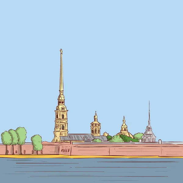 Fortaleza perto do rio. São Petersburgo, Rússia —  Vetores de Stock