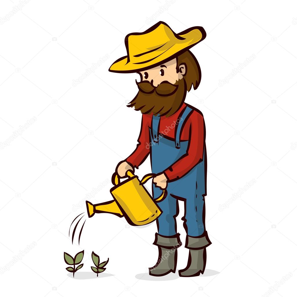 Cartoon farmer watering plants Stock Vector Image by ©dergriza #107728444 Cartoon farmer watering plants Stock Vector Image by ©dergriza #107728444