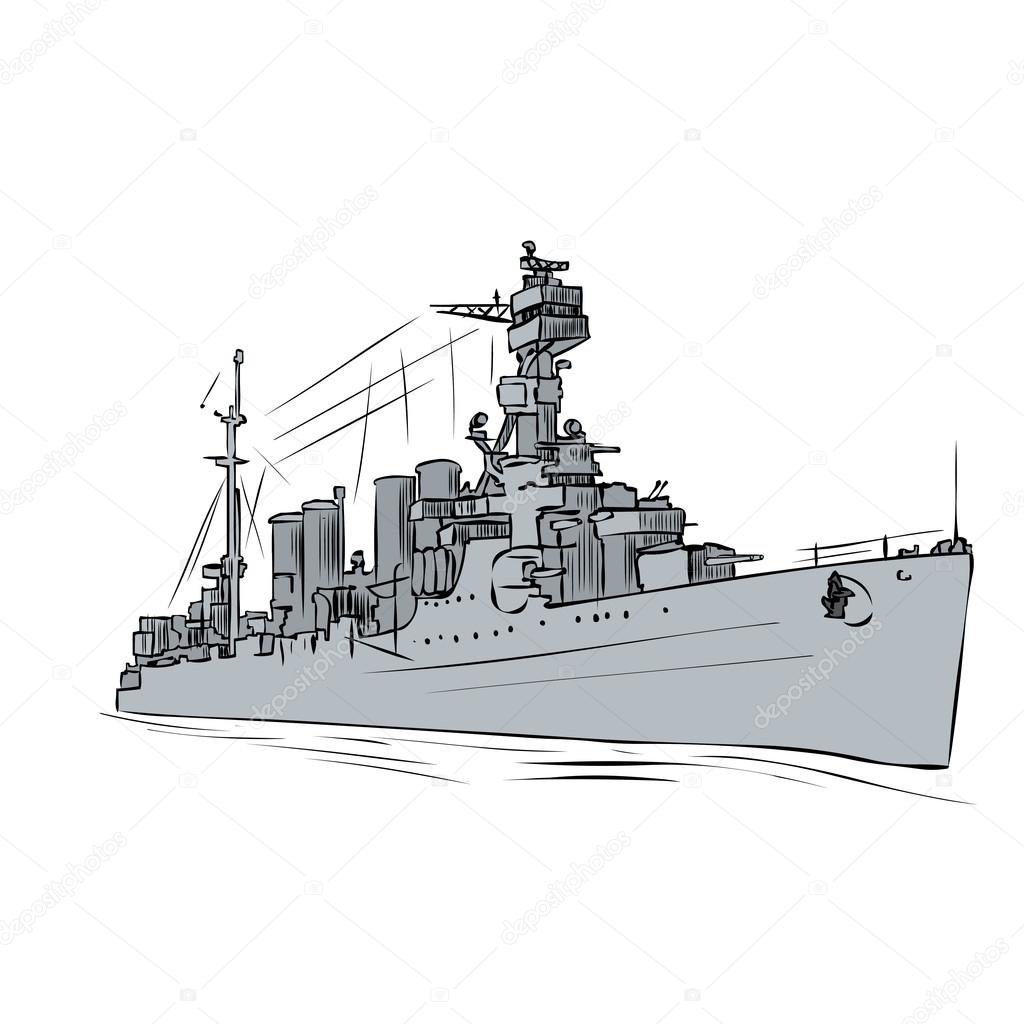 Hand drawn Russian warship