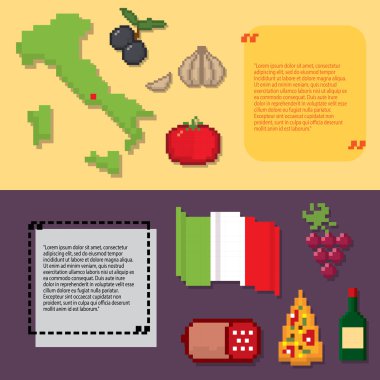 İtalya kültür sembolleri afiş kümesi