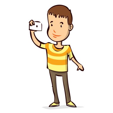 Genç adam selfie fotoğraf çekme. 