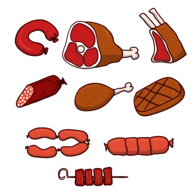 Elle çizilmiş et seti