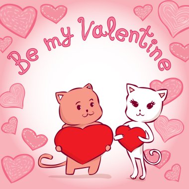 Karikatür kedi aşık