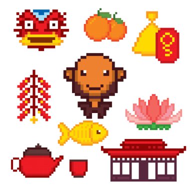 Çin Kültür sembolleri Icons set 