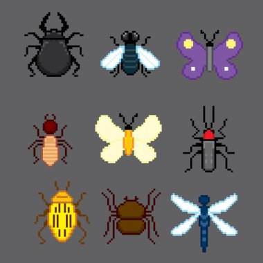 Böcek piksel simgeler kümesi