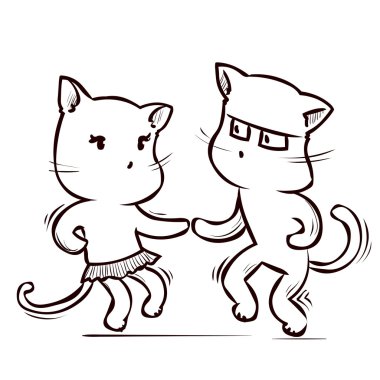 İki dans eden kedi çizgi film