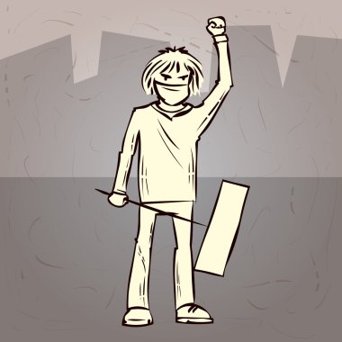 Erkek çizgi film protestocu