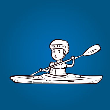 Bir kayık içinde genç bir adam.