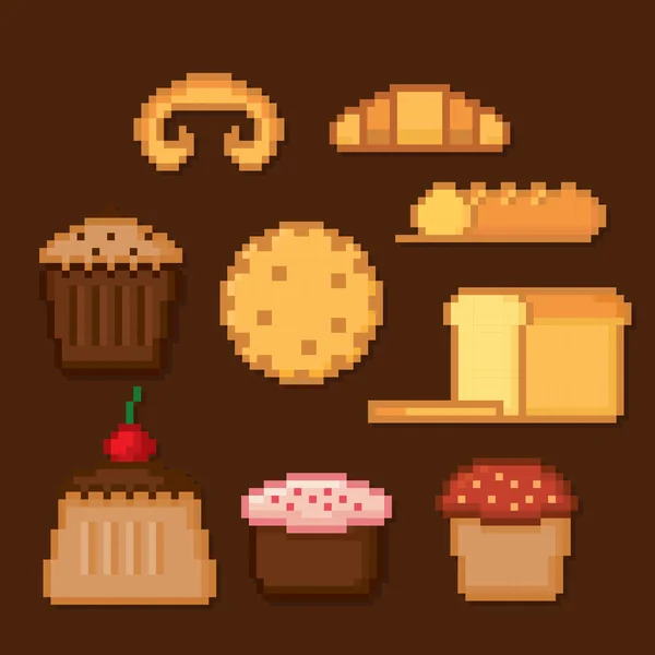 Conjunto de iconos de panadería y pastelería — Vector de stock