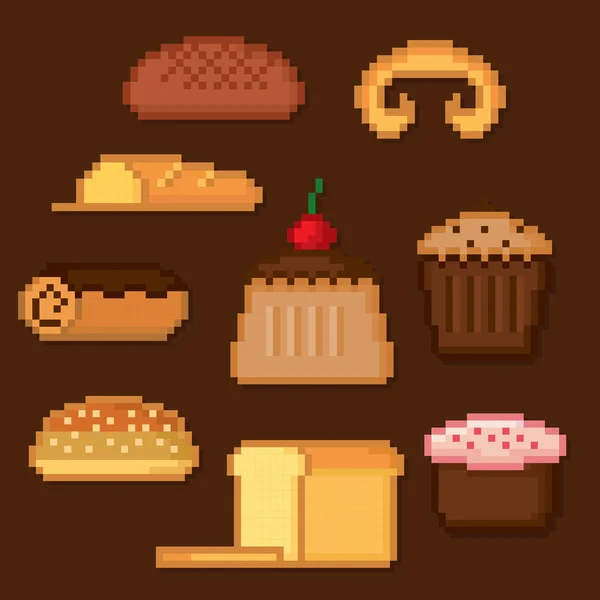 Conjunto de ícones de padaria e pastelaria — Vetor de Stock